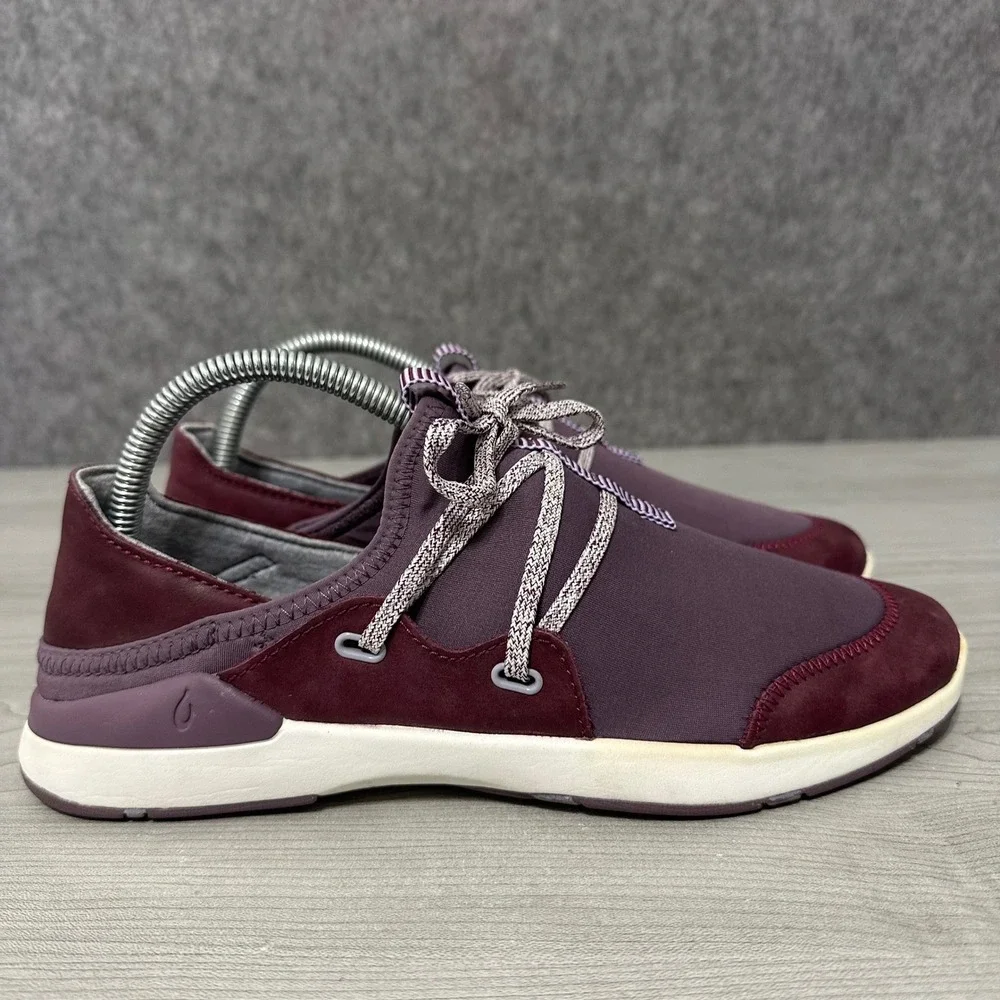 OluKai‎ Miki Li Women Size 8 Sneaker 20366-5Q1A Mauve Plum Leather Textile